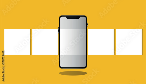 Carousel post, new popular smartphone, vector illustration
