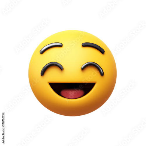 3D Cute happy emoji smile with transparent background, made with generative ai 