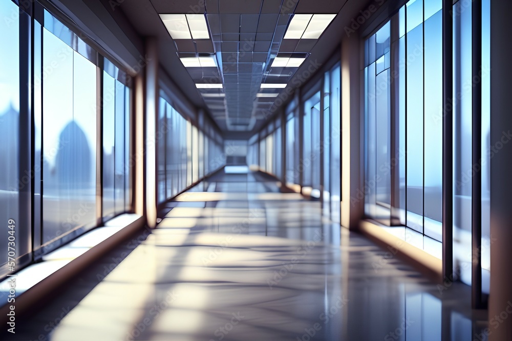 long corridor in building - Generate AI long corridor in building - Generate AI