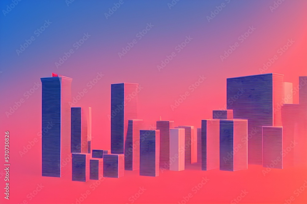 city skyline at sunset - Generate AI