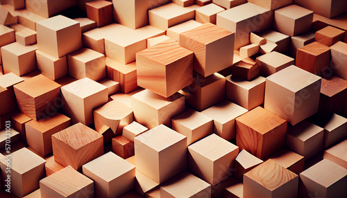 Wooden blocks background  wooden cube pattern  generative ai