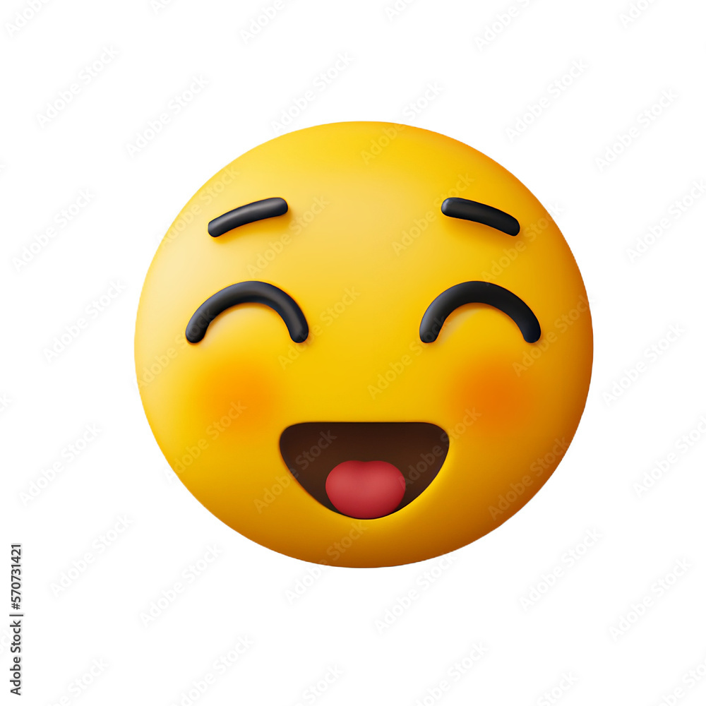 3D Cute happy emoji with transparent background, made with generative ai 3D Cute happy emoji with transparent background, made with generative ai