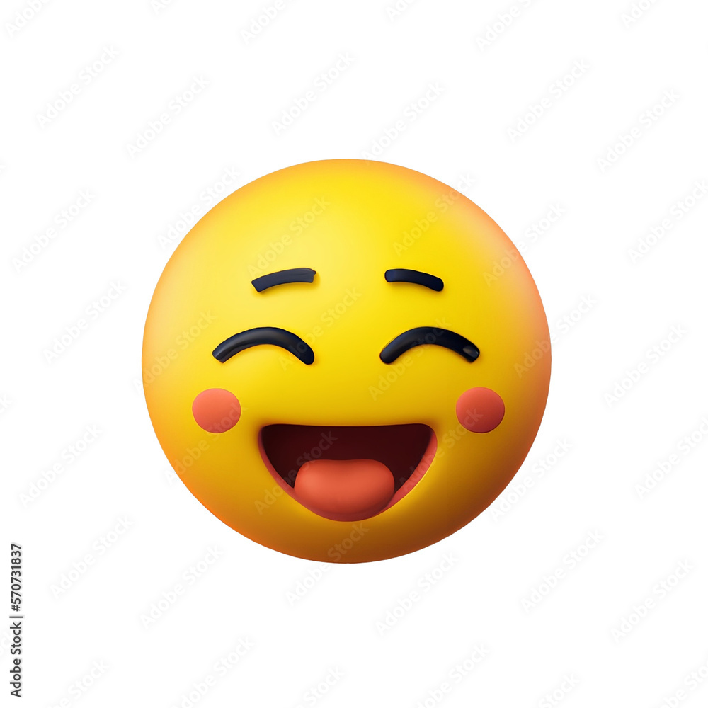 3D Cute happy emoji with transparent background, made with generative ai 3D Cute happy emoji with transparent background, made with generative ai