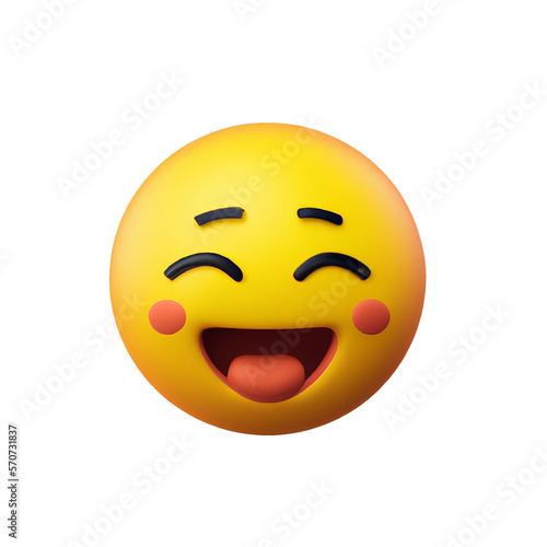 3D Cute happy emoji with transparent background, made with generative ai 