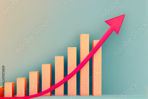 Growth schedule, growth chart, success rates on blue background. Business, progress