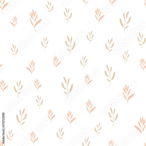 Seamless pattern with flowers. Vector flowers. Flat style. Leaves, bouquet, herbs. Textile