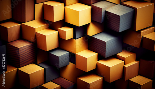 Wooden blocks background  wooden cube pattern  generative ai