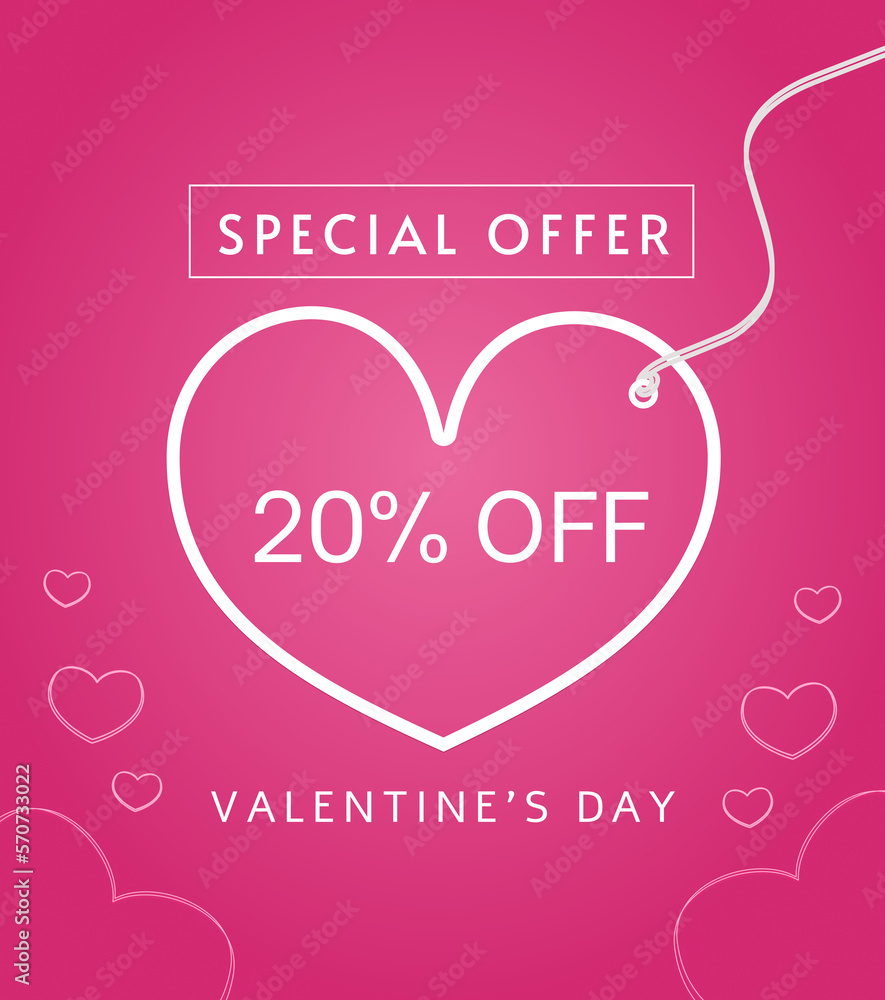 Social media post about valentine sales 20% off