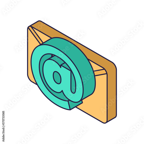 Message icon, email sending concept, online advertising, web page template. isometric vector concept