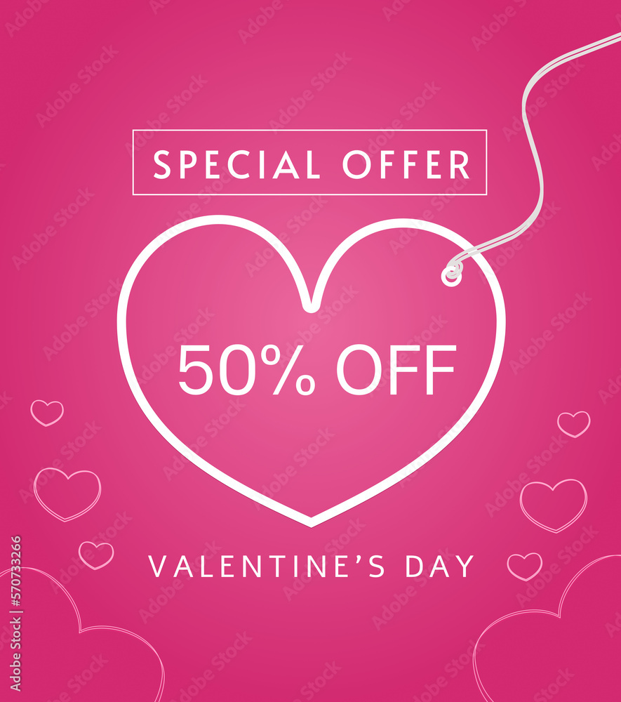 Social media post about valentine sales 50% off