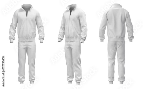 Canvas Print Men's white sport tracksuit. 3d rendering.