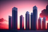 city skyline at sunset - Generate AI