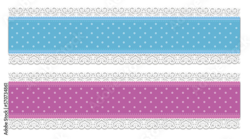 set of pink and blue lace  banners