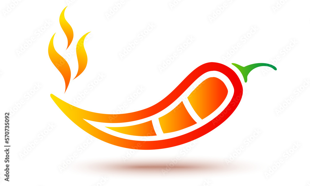 Fototapeta premium Vector illustration of chilli pepper with flame.