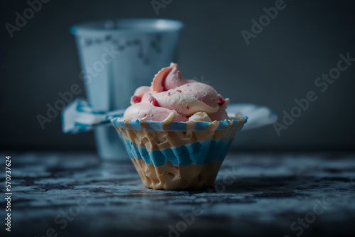 Strawberry Ice cream cupcake, Generative AI