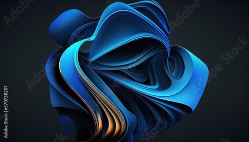 Abstract blue 3D Business Technology Aurora Silk Background created with generative ai technology
