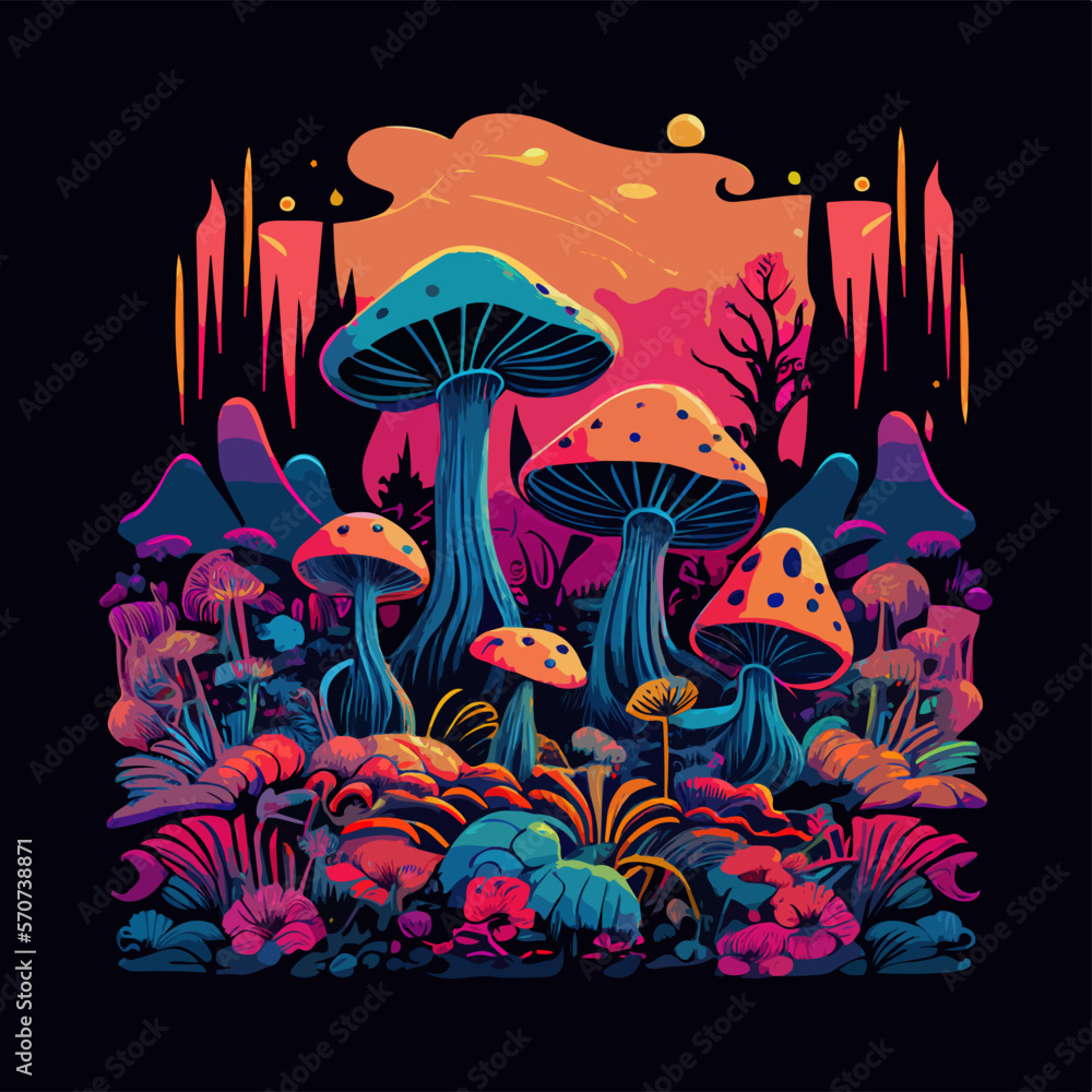 Nature Mushrooms in Vector Illustration Nature Mushrooms in Vector Illustration