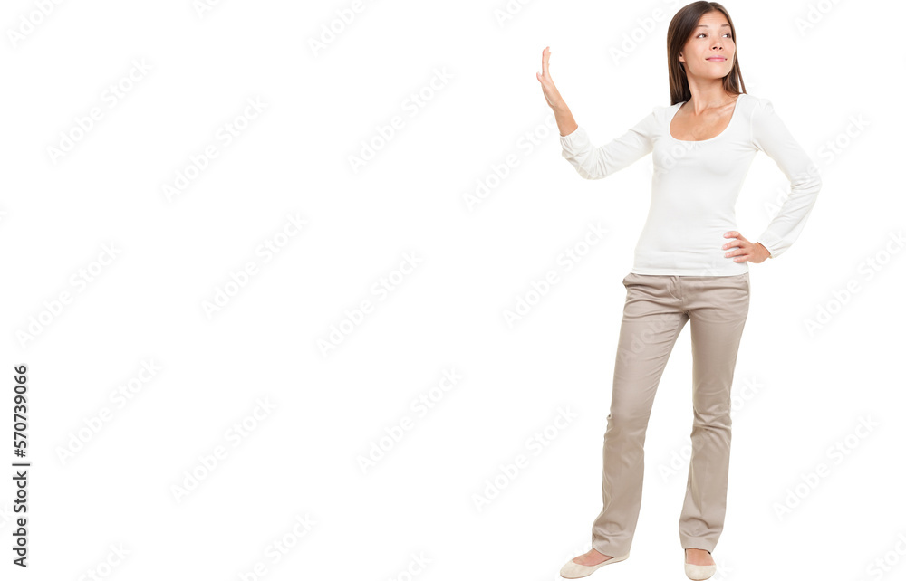 Full length of young woman with hand on hip making stop gesture talk to the hand isolated over white background.
Isolated cut out in transparent PNG file Full length of young woman with hand on hip making stop gesture talk to the hand isolated over white background.
Isolated cut out in transparent PNG file