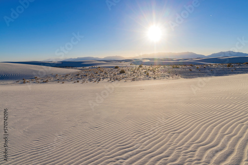 Sunny view of the landscape of White Sands National Park