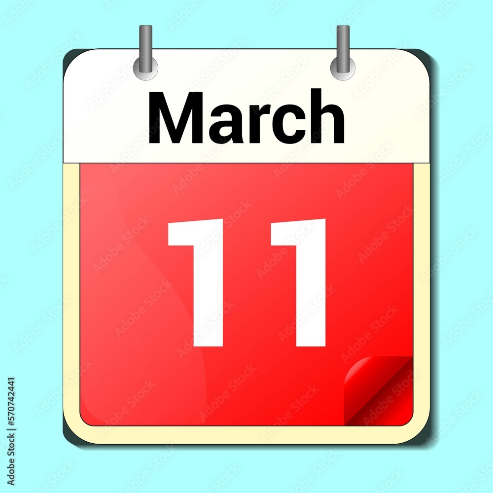 Cube shape calendar for March 11 on wooden surface with empty space for text. Cube shape calendar for March 11 on wooden surface with empty space for text.