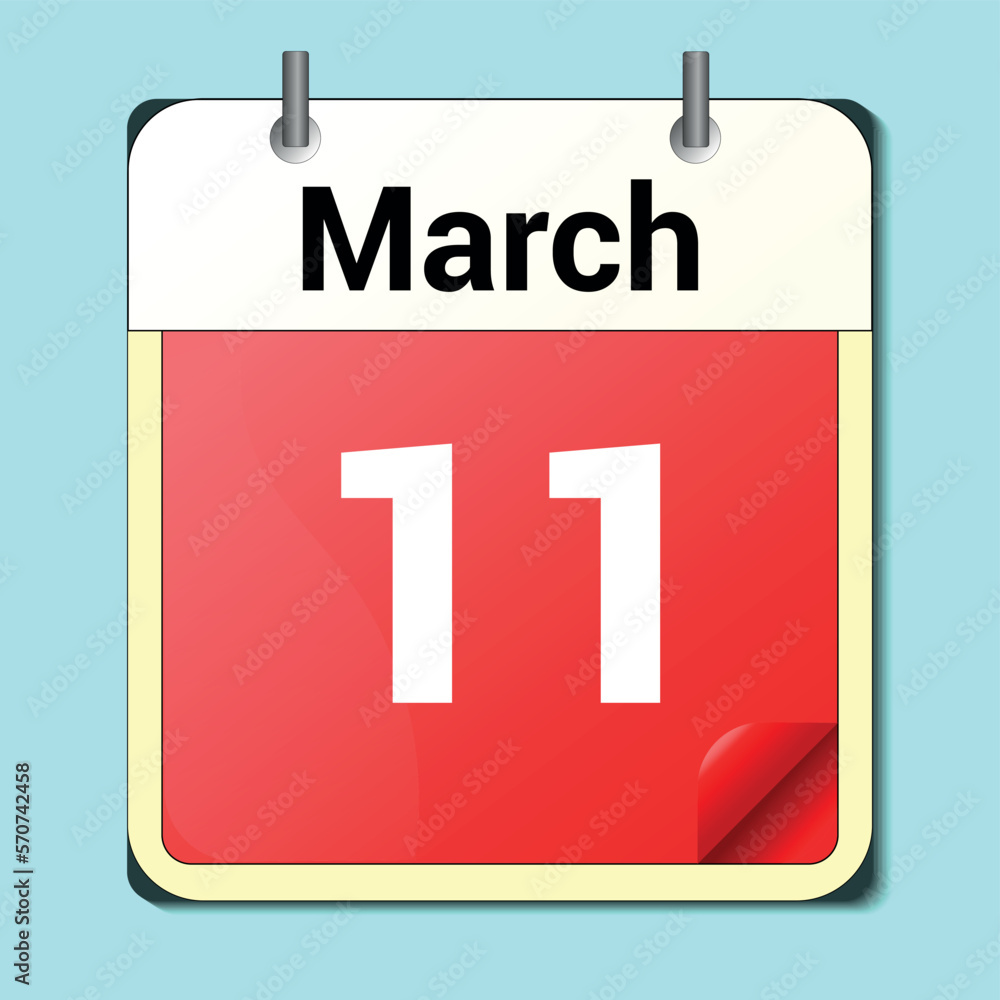 Cube shape calendar for March 11 on wooden surface with empty space for text. Cube shape calendar for March 11 on wooden surface with empty space for text.