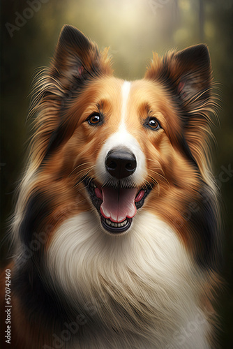 Happy border collie dog portrait - Created with generative AI technology 