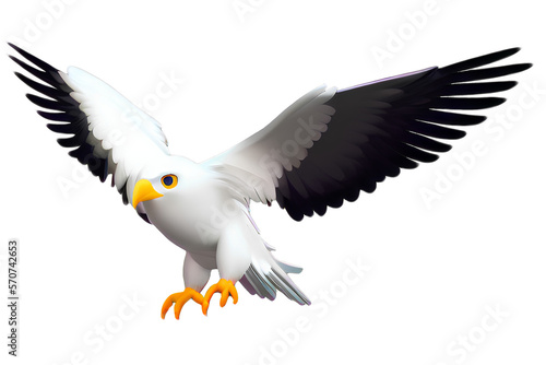 Cartoon eagle  isolated on transparent background. 3d render illustration. Generative AI.