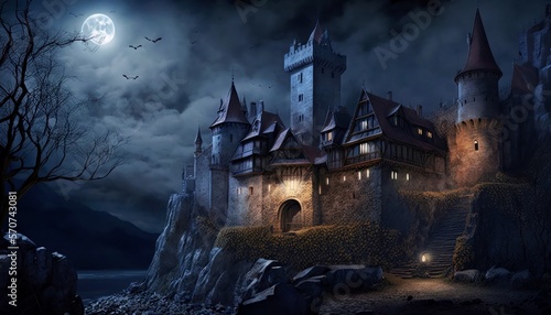 Vampire Castle at night  created with generative AI