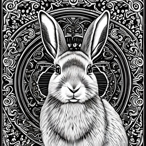 Easter Rabbit Coloring Page, Generative AI