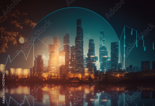 AI-Generated Render of the Artificial Financial Double Exposure Concept: Investing in Wealth, Profit, Security, and Risk for Retirement Savings, Portfolio Growth, and Dividend Interest