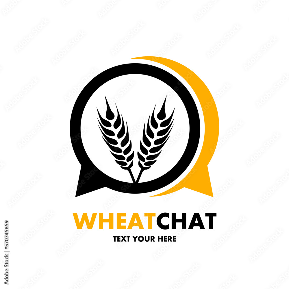 Wheat chat logo vector template. Suitable for business, food, and social network
