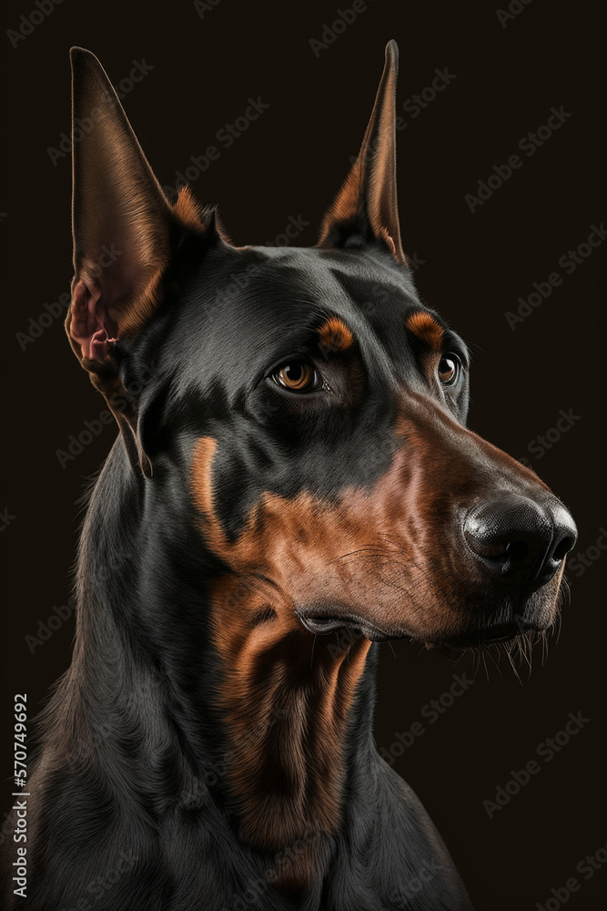 Doberman Portrait, Generative AI Doberman Portrait, Generative AI