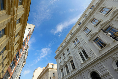 Facade of historic building of Secretary of Justice of Sao Paulo city  Brazil