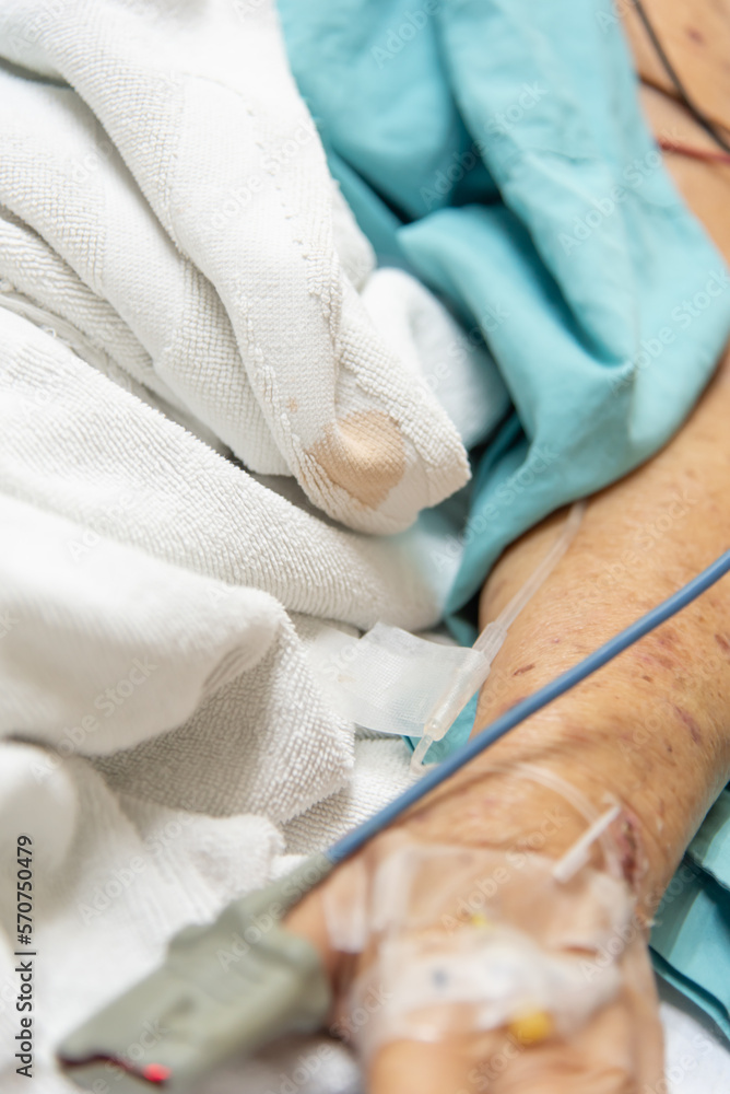 Patient in the hospital with pulse gauge on finger Patient in the hospital with pulse gauge on finger