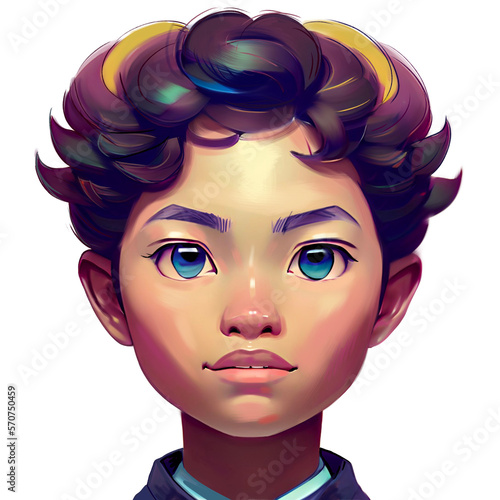 Happy young cute illustration face profile