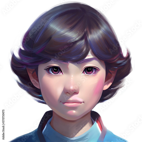 Happy young cute illustration face profile