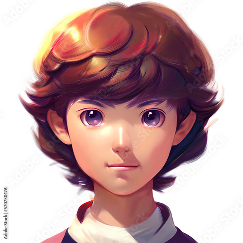 Happy young cute illustration face profile