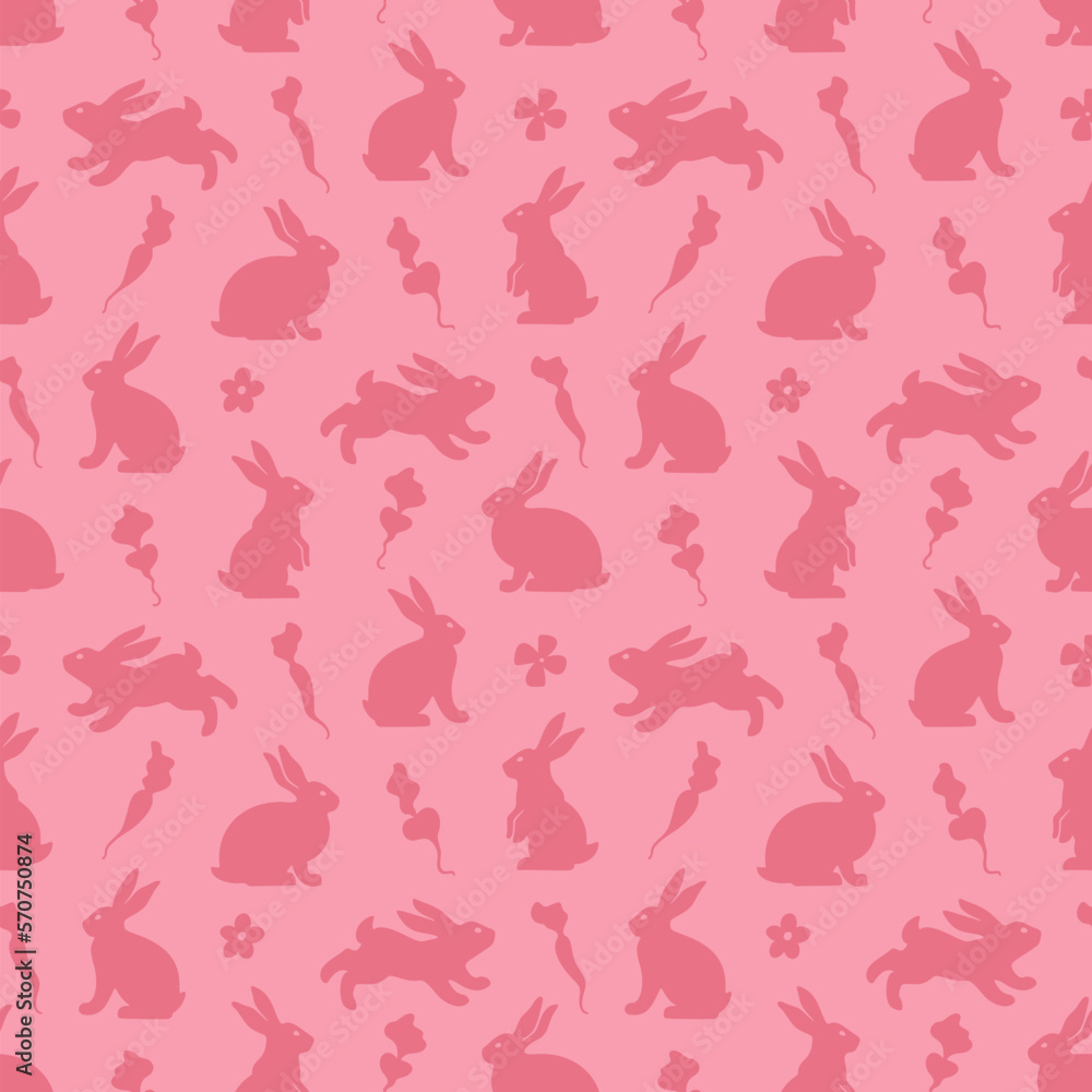 Hand drawn seamless pattern with cute doodle silhouette bunnies. Easter background. Perfect for textile or paper wrapping design. Vector illustration Hand drawn seamless pattern with cute doodle silhouette bunnies. Easter background. Perfect for textile or paper wrapping design. Vector illustration