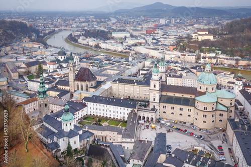 Salzburg city centre with historic churches. Salzburg, Austria