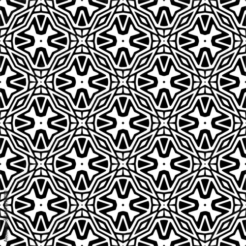 Vector geometric traditional folk ornament. Ethnic seamless pattern. Minimal ornamental background with abstract shapes. Black and white texture. Dark repeat design