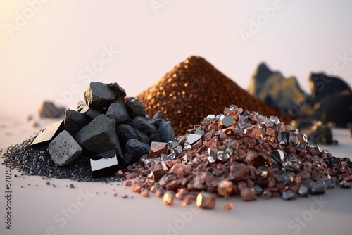 Fotografiet Small pile of minerals extracted in a rare earth mine