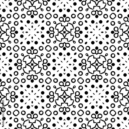 Vector geometric traditional folk ornament. Ethnic seamless pattern. Minimal ornamental background with abstract shapes. Black and white texture. Dark repeat design