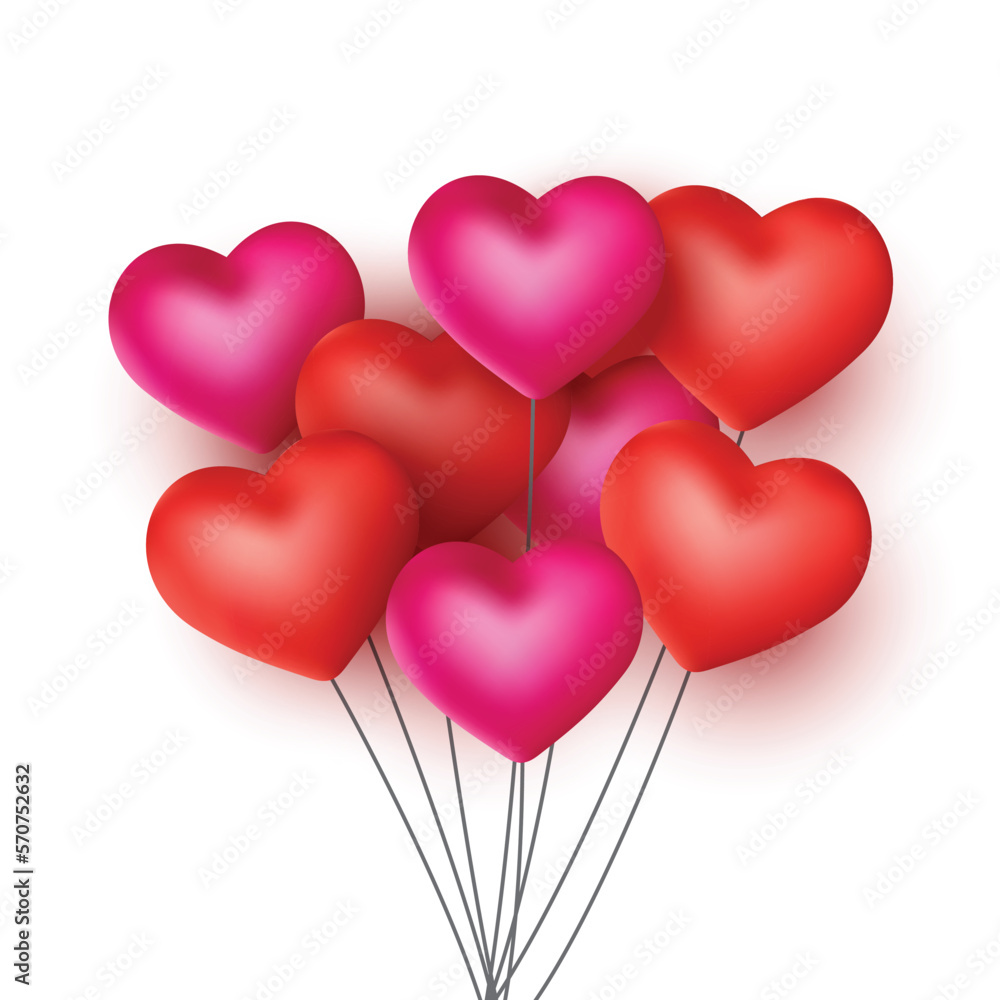 realistic hearts balloon ornament, element vector