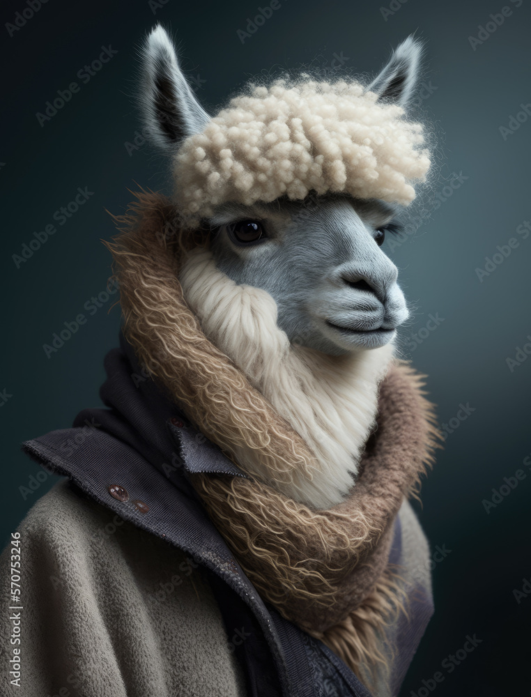 Alpaca Fashion Portrait-Alpaca in clothes Alpaca Fashion Portrait-Alpaca in clothes