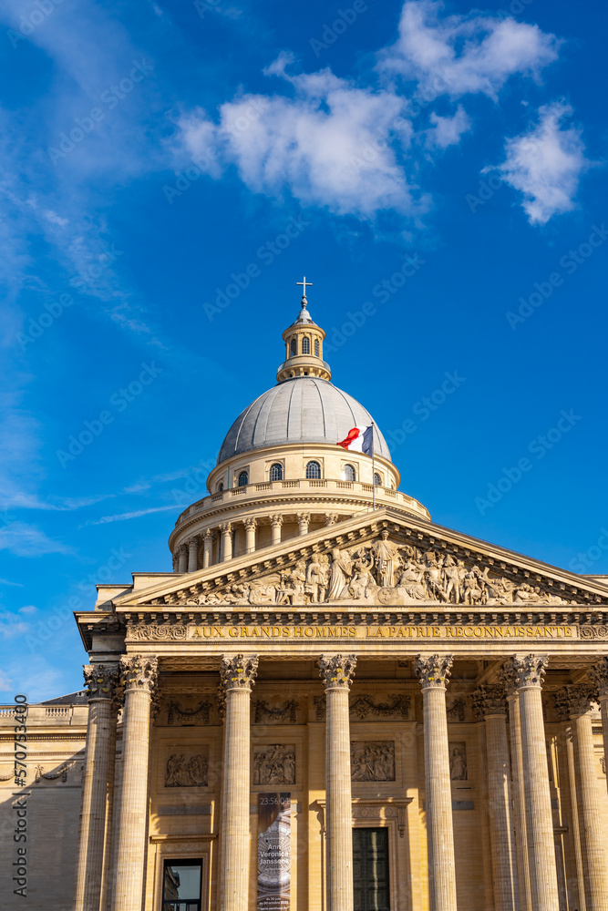 Pantheon building, it is a secular mausoleum containing the remains of distinguished French citizens. Paris, France.