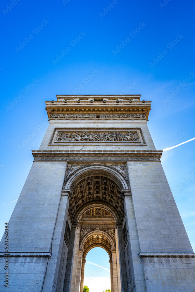 Paris Arc de Triomphe (Triumphal Arch) in Chaps Elysees in Paris, France.