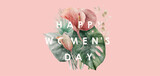 Happy women's day. Floral vector watercolor element for 8 march holiday. Drawing of flowers, plants and leaves