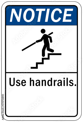 Use handrail sign and labels