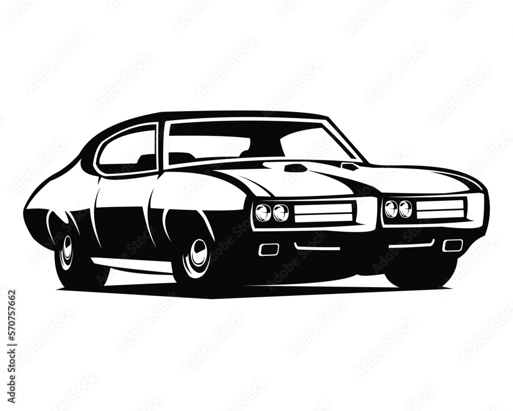 Pontiac gto judge car logo silhouette. premium vector design. isolated white background. Best for badges, emblems, icons, design stickers, car industry. available in eps 10.
