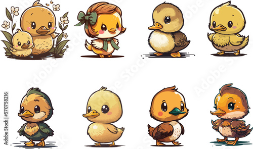Vector collections of cute duck for kids illustrations